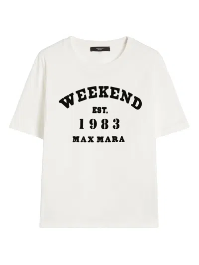 Weekend Max Mara Women's Cotton T-shirt With Graphic Print In White