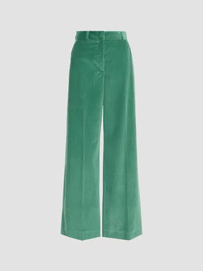 Weekend Max Mara Corduroy Wide-leg Trousers In Green