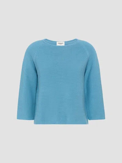 Weekend Max Mara Cotton Boat-neck Sweater In Turquoise