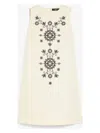 Weekend Max Mara Omens Donald Floral-embroidered Cotton-blend Mini Dress Ivory In Beige