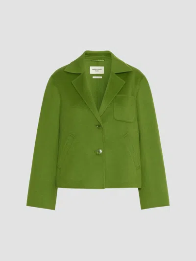Weekend Max Mara Green Cropped Jacket In Wool-blend Cloth
