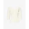 Weekend Max Mara Stretch-linen V-neck T-shirt In Ecru