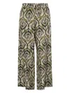 Weekend Max Mara Eusebio Trousers In Printed Silk Twill In Green