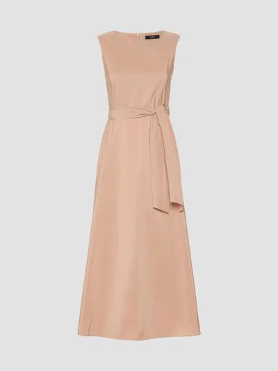 Weekend Max Mara Belted Sleeveless Dress In Brown