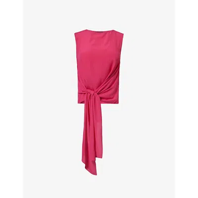 Weekend Max Mara Womens Fuchsia Banjo Asymmetric Relaxed-fit Woven Top