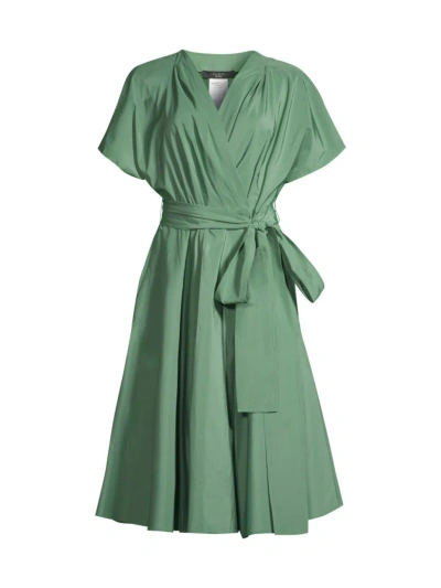 Weekend Max Mara Women's Giambo Surplice Satin Fit & Flare Dress In Green