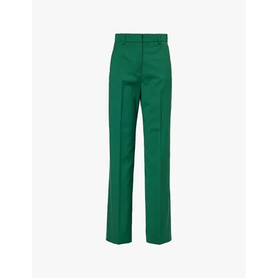Weekend Max Mara Womens Green Flat Front Wool Trousers