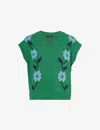 Weekend Max Mara Austria Embroidered Cotton Blend Vest In Green