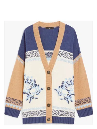 WEEKEND MAX MARA WOMEN'S HENRY CARDIGAN NAVY | SIZE SMALL | 2515341071600001