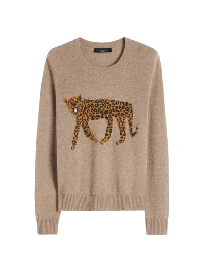 Weekend Max Mara Women's Inlay Detail Cashmere Sweater In Brown