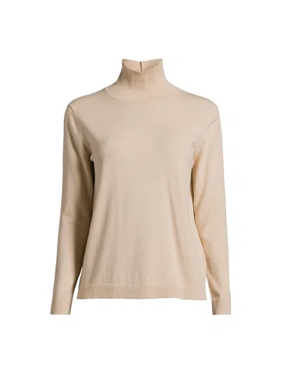 Weekend Max Mara Women's Kiku Silk And Wool Lightweight Rollneck Jumper Beige In White