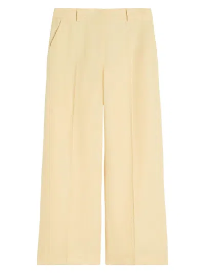 Weekend Max Mara Linen Canvas Trousers In Yellow