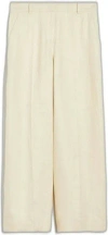 Weekend Max Mara Malizia Linen Canvas Wide Pants In Arena