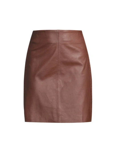 Weekend Max Mara Women's Ocra Leather Miniskirt In Rust