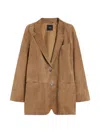 Weekend Max Mara Wkdcedro Single-breasted Suede Blazer In Nude
