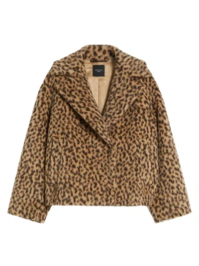 Weekend Max Mara Women's Patterned Wool Blend Pea Coat In Animal Print
