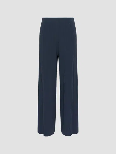 Weekend Max Mara Women's Plisse Pleated Viscose Yarn Trousers In Blue