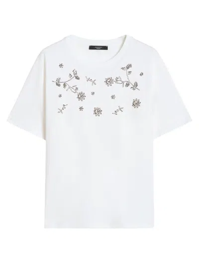 Weekend Max Mara Wkdagile Floral T-shirt In White