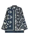 Weekend Max Mara Weekend Maxmara Wkdlastra Printed Silk Patchwork Shirt In Blue