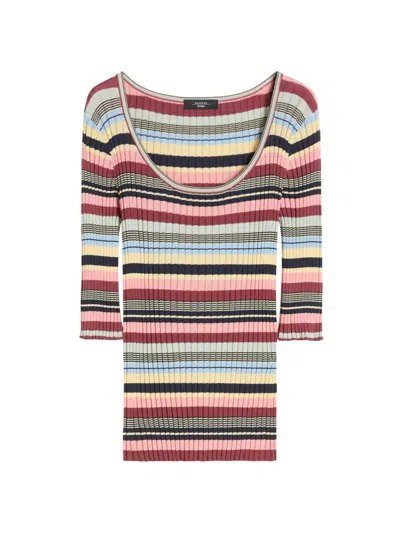 Weekend Max Mara Women's Stretch Viscose Yarn Ribbed Jumper In Brown