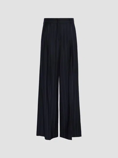 Weekend Max Mara Wkdnebbie Wool Stretch Pants In Blue