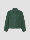 Weekend Max Mara Collared Coat Elastic Cuffs Side Pockets In Green