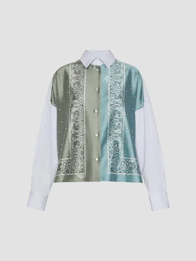 Weekend Max Mara Satin-front Bandana Print Shirt In Blue