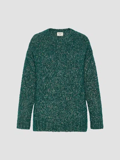 Weekend Max Mara Women's Tweed Alpaca Yarn Sweater In Dark Green