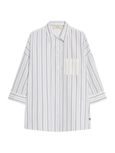 Weekend Max Mara Venus Striped Button-down Cotton Shirt In Navy