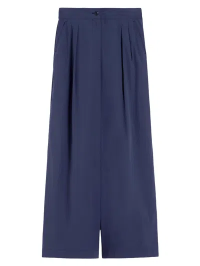 Weekend Max Mara Women's Wide Leg Cotton Poplin Trousers In Blue