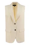 Weekend Max Mara Donna Stretch Wool Vest W/ Buttons In Ecru