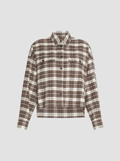 Weekend Max Mara Women's Wool And Cotton Flannel Shirt In Brown