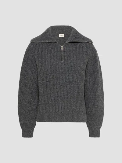 Weekend Max Mara Virgin-wool Quarter-zip Sweater In Gray