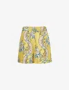 Weekend Max Mara Tracia Floral-print Silk Bermuda Shorts In Yellow