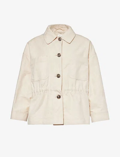 Weekend Max Mara Song Patch-pocket Cotton And Linen-blend Jacket In 2 Ivory