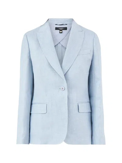 Weekend Max Mara Linen Single-breasted Blazer In Blue
