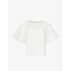 WEEKEND MAX MARA WEEKEND MAX MARA WOMEN'S WHITE LIVORNO EMBROIDERED-SLEEVE COTTON-JERSEY T-SHIRT