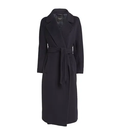 Weekend Max Mara Wool-alpaca-blend Belted Coat In Black