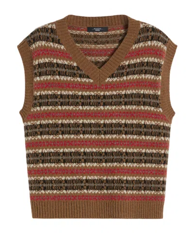 Weekend Max Mara Wool And Alpaca Jacquard Gilet In Brown