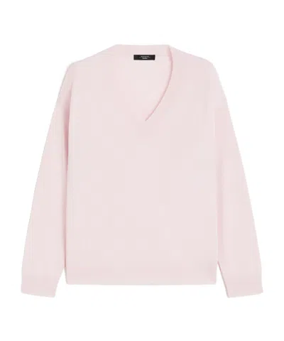 Weekend Max Mara Wool And Cashmere V-neck Pullover In Pink