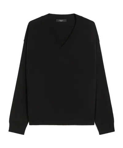 Weekend Max Mara Wool And Cashmere V-neck Sweater In Black