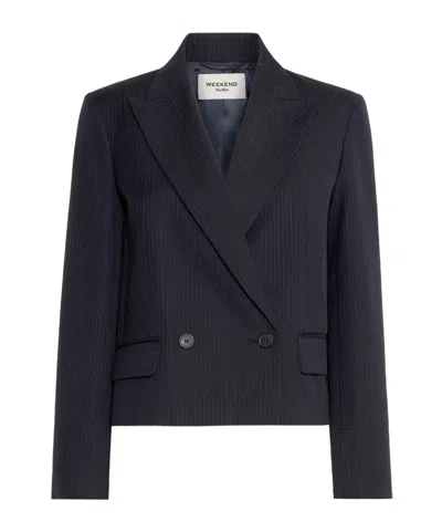 Weekend Max Mara Wool And Cotton Gabardine Blazer - Navy In Navy Blue