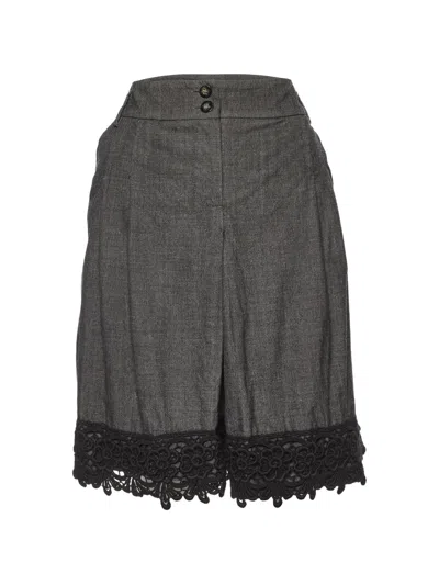 Pre-owned Weekend Max Mara Wool & Lace Detail Mini-skirt In Gray