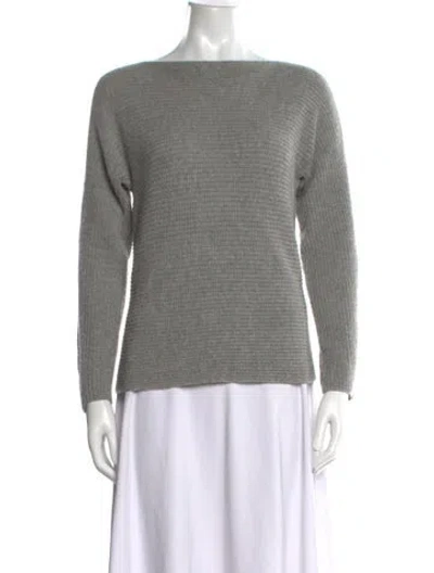 Pre-owned Weekend Max Mara Wool Bateau Neckline Top In Grey