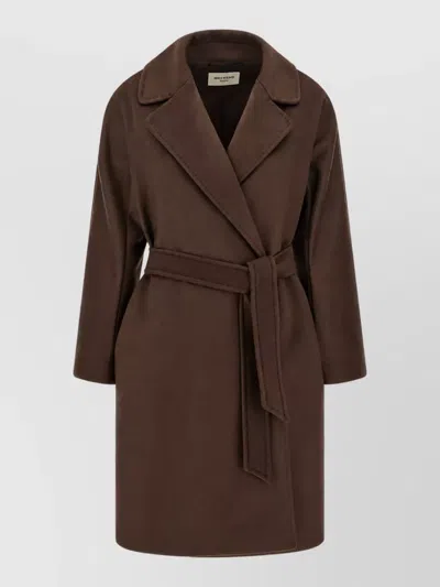 Weekend Max Mara Pedale Belted Wool Coat In Brown