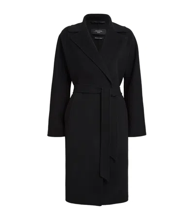 Weekend Max Mara Wool-blend Double-faced Wrap Coat In Black