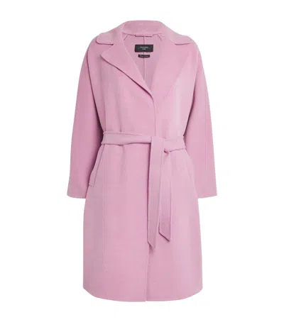 Weekend Max Mara Wool-blend Double-faced Wrap Coat In Pink