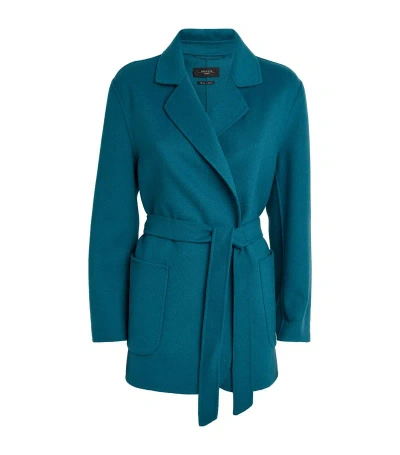 Weekend Max Mara Wool-blend Ellisse Wrap Coat In Blue