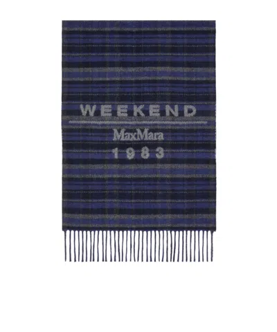 Weekend Max Mara Wool-blend Jacquard Shawl In Blue