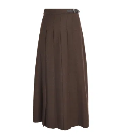 Weekend Max Mara Wool-blend Midi Skirt In Brown